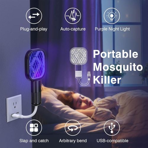 Electric Mosquito & Fly Killer Racket Plug-In Bug Zapper Lamp